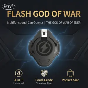 YTF Flash War God 2-in-1 Universal Can Opener for All Aluminum Cans – Enlarged Opening, Safe Smooth Edge, Built-in Bottle Opener, Portable Multi Tool for Soda, Beer, Juice & Food Cans Utensils