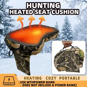 Portable USB Heated Seat Cushion (No Power Bank) – 3 Heat Settings, Foldable Outdoor Heating Pad with Handle & Hook, Durable Oxford Fabric for Camping, Sports Bleachers & Outdoor Use