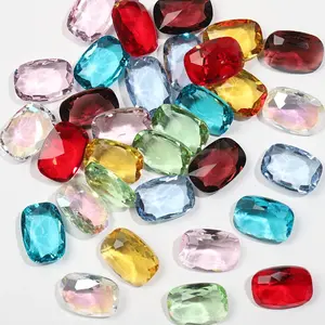 【NO Hole NOT Bead】10x14mm Rectangle Pillow Transparent Glass Crystal Glitter Rhinestones Strass Diamonds Nails Accessories DIY Craft Decorations Jewelry Making Nailart Supplies Home Decor