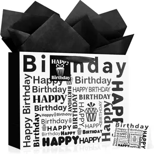 Large Happy Birthday Gift Bag with Tissue and Card, Gifts for Birthday, Portable Paper Gift Bag with Handle, and Bags for Men and Women Party Supplies, Gift Wrapping Supplies
