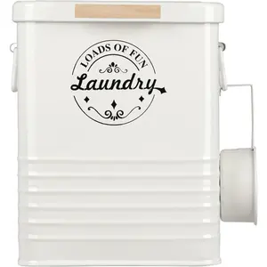 Laundry Detergent Powder Container Dispenser Holder for Laundry Room Organization.Metal Laundry Soap Dispenser with Scoop and Lid.Modern Farmhouse Laundry Room Decor and Accessories (Cream)