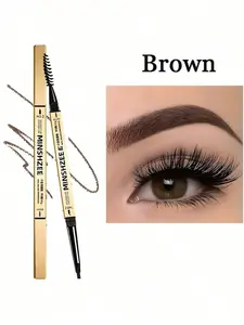 Dual-Ended Gold Eyebrow Pencil, Long-Lasting Waterproof Formula, Ultra-Slim Tip For Precise Hair-Like Strokes, Buildable Color For Flawless Brows, Perfect For Daily Makeup