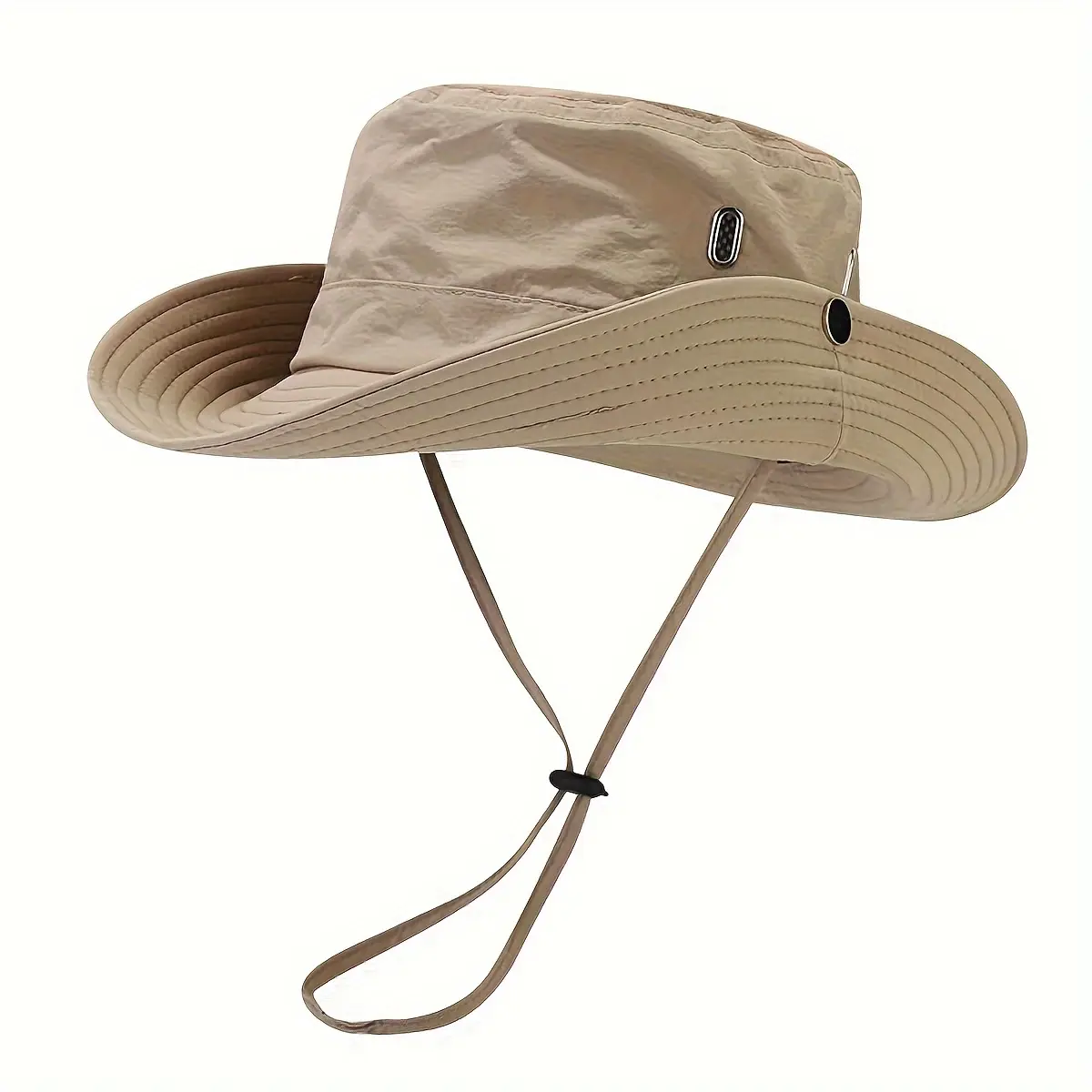 Men'S and Women'S Stylish Beige Hiking & Camping Hat with Adjustable Strap - Lightweight, Quick-Dry Polyester, Wide Brim for Sun Protection, Outdoor Adventure Gear | Adjustable Headgear | Polyester Hat