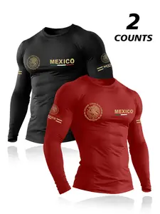 Men's New Spring Autumn Thin Comfortable Fabric Round Neck Long Sleeve, City Patriotic Theme Long Sleeve T-Shirt Set, Casual Sportswear