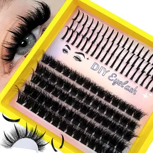 3-In-1 Lash Clusters, 200D/160D/120D/100D/80D/60D, 6-20mm Lengths, 280/264/248/232/216 Pieces, DIY Spiky Lash Extensions