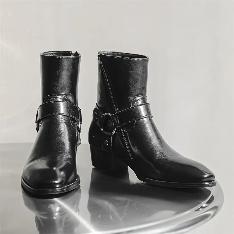 Men's Pointed Toe Closed Ankle Boot - Breathable, Zipper-Closure Walking Shoe, Spring Casual Desert-Style Motorcycle Oxford Footwear for Everyday Use