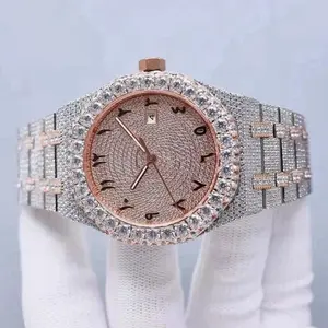 High quality iced out wrist watch automatic waterproof bling bling Rhinestone Embellished Quartz Watch og two tone ace hood watches