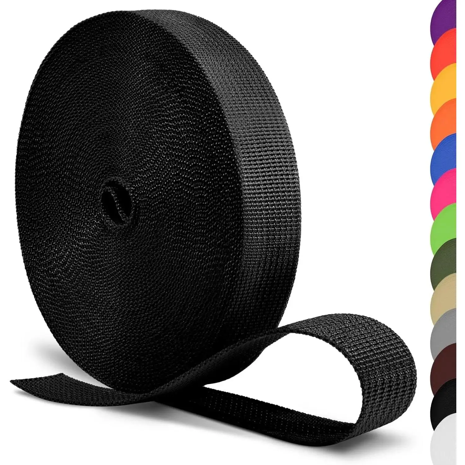 12 Yards Webbing 1" & 1.5" & 2" Polypropylene Webbing Strap 1 Inch 1.5 Inch 2 Inch Wide Webbing Strapping for Bags/Lawn Chair/Pool Solar Cover DIY Crafting