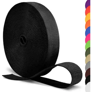 12 Yards Webbing 1" & 1.5" & 2" Polypropylene Webbing Strap 1 Inch 1.5 Inch 2 Inch Wide Webbing Strapping for Bags/Lawn Chair/Pool Solar Cover DIY Crafting