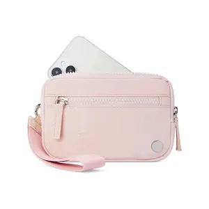 Women's Plain Nylon Phone Key Wallet, Lightweight Waterproof Fashion Wristlet, Casual Multi-Functional Daily Use Purse Bag