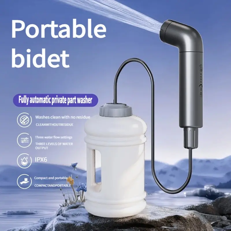 Portable Women/men Flush Toilet, Rechargeable Electric Shower Head, USB Powered Handheld, Camping, Hiking, RV, Travel, Modern Mobile Bidet Sprayer, Handheld Bidet Sprayer For Toilet, Personal Travel Bidet, Modern Design, Durable Structure