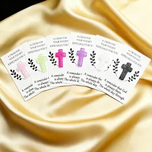 6pcs Glitter Resin Cross Card Gift, Pocket Hug, Fashion Prayer Gift, A Cross For Your Pocket Especially For You, Handmade Decor Gift, Religious Gift