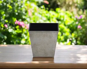 HomeRoots 488256 5 in. Gray Recycled Plastic Indoor & Outdoor Square Pot Planter