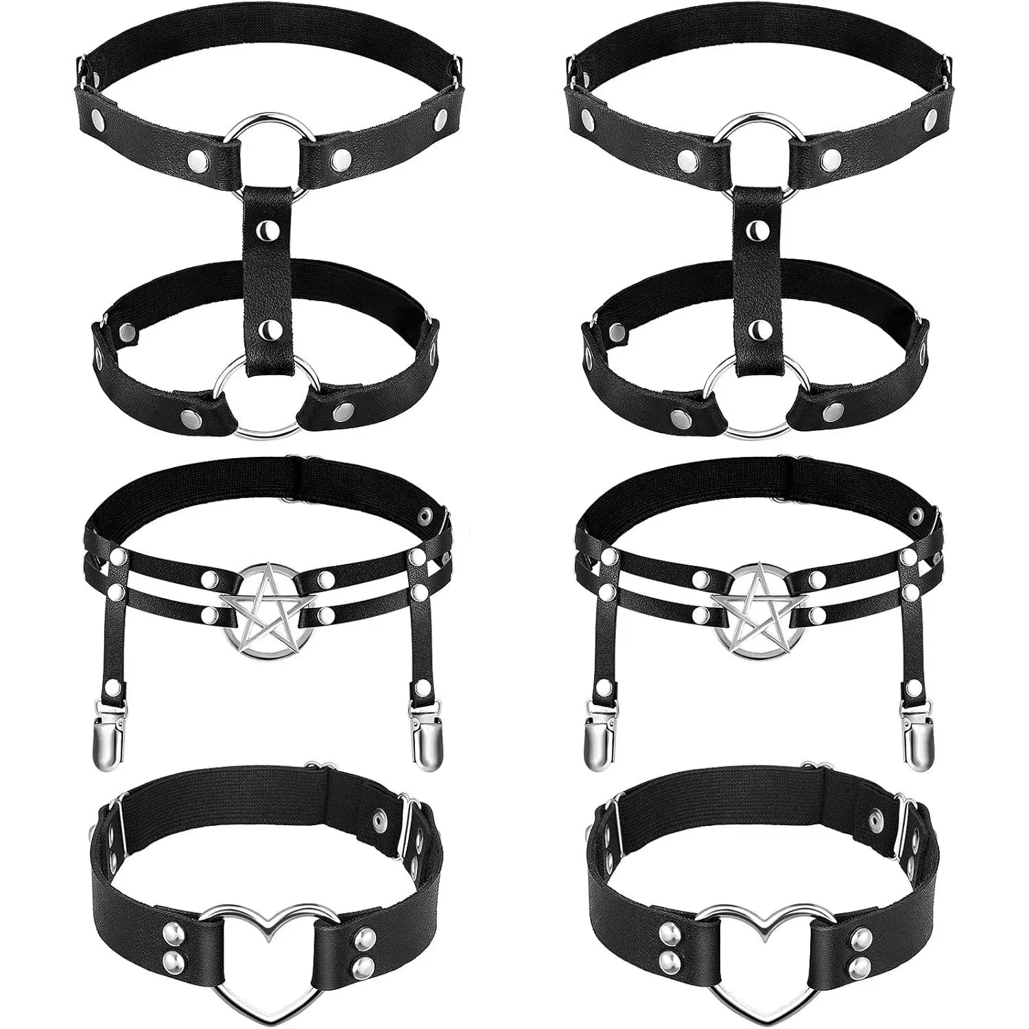6 Pieces Adjustable Garter Belts with Anti-slip Clips, Elastic Punk Thigh Ring Garter Star Shaped Leg Heart-shaped Leg Ring 2 Rows Thigh Belt Suspender for Women - TikTok Shop 6 Pieces Adjustable Garter Belts with Anti-slip Clips, Elastic Punk Thigh Ring Garter Star Shaped Leg Heart-shaped Leg Ring 2 Rows Thigh Belt Suspender for Women - TikTok Shop
