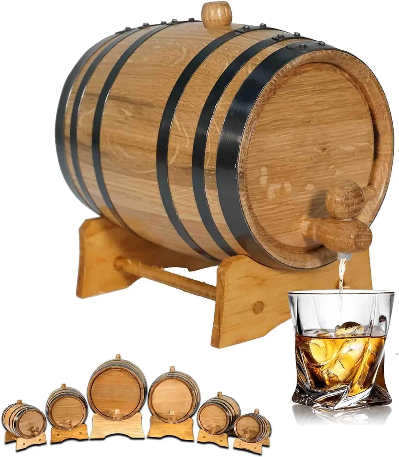 1 Liter Oak Aging  with  Stand, Bung & Spigot - Mini  s for The   Distiller, Moonshiner & Winemaker -  , , , , Rum,   (1L)