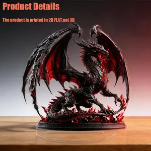 Dark Dragon Theme 2D Acrylic Decorative Ornament, Perfect for Desktop, Fantasy Atmosphere Setup, Ideal for Fantasy Enthusiasts