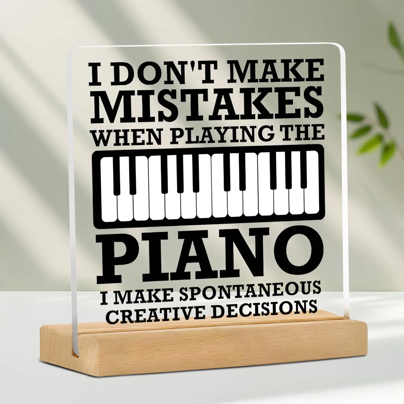 Fun Piano Lover Gift, Desk Decoration Sign, Music Room Studio Home Decor, Acrylic Piano Plaque for Musicians Teachers