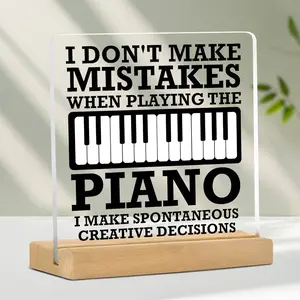 Funny Piano Lover Gift, Desk Decoration Sign, Music Teacher Present, I Won't Make Mistakes Acrylic Plaque, Home Studio Decor