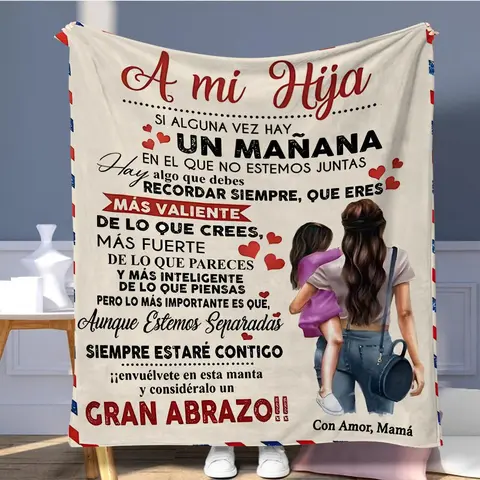 Letter & Heart Pattern Blanket, Slogan Print Blanket, 1 Count Soft Throw Blanket, Air-conditioned Room Blanket, Warm Nap Blanket for Home & Office & Travel, Gift for Daughter