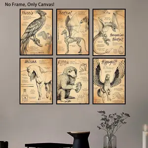 Vintage Animal Pattern Unframed Painting, 1 Count Modern Wall Art Poster, Wall Art Decor for Home Living Room Bedroom Office School, Unframed Art Print, Modern Home Decoration