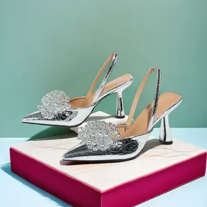 Women's Slingback High Heels, Fashion Pointed Toe Slip On Party Sandals, Stylish Evening Dress Shoes