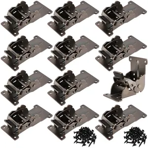 Self-Lock Hinge for Wall Shelf, Table, Folding Workbench Foldable Support Bracket, 0-90-180 Degree Lock Extension Support, 12 PCS