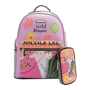 Nicole Lee Violet Blossom Backpack with USB