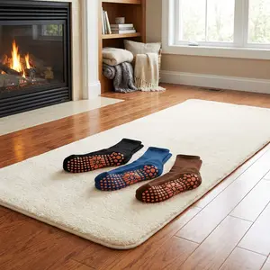 Men's Non-Slip Grip Socks - 3 Pairs Anti-Skid Sticky Socks for Tile Wood Floors, Pilates, Yoga, Barre, Hospital, Perfect as Slipper Socks, Breathable Comfortable for Indoor Activities and Sports