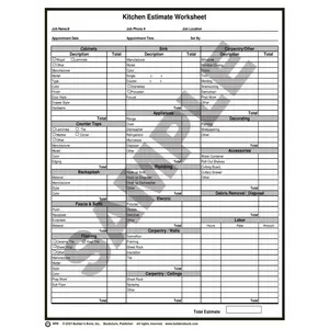 Kitchen Estimate Worksheet Pack of 50
