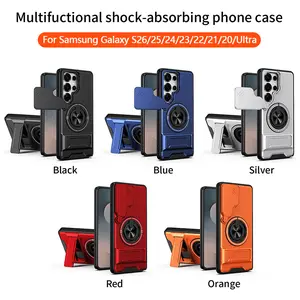 Magnetic Car Mount Rotating Ring Phone Case with Camera Protector, Compatible with iPhone 11 12 13 14 15 16 17 Pro Max, Samsung Galaxy S26 S25 S24 S23 S22 S21 S20 Ultra Plus FE,  Ring Stand + Slider Camera Cover