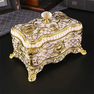 European Style Creative Metal Jewelry Box, Jewelry Storage Box, Desktop Decoration Ornament, Jewelry Organizer for Home Bedroom, Jewelry Storage Unit