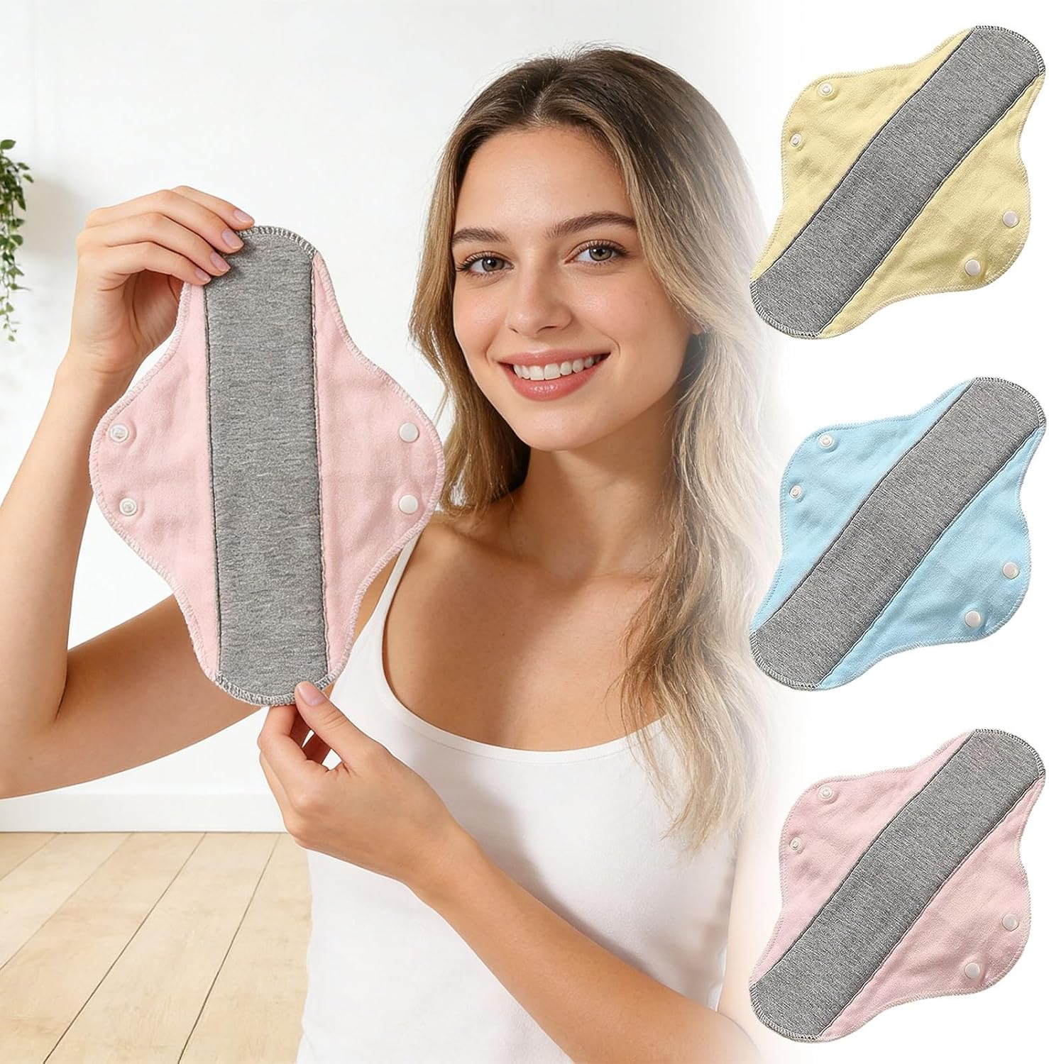 Reusable Washable Incontinence Pads for Women | Leak-Proof, Waterproof & Breathable | Pure Cotton & Bladder Leak Protection (Multicolor 4)