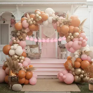 136 PCS Little Pumpkin Balloon Garland Kit in Pink, White & Orange for Fall Baby Shower Decor