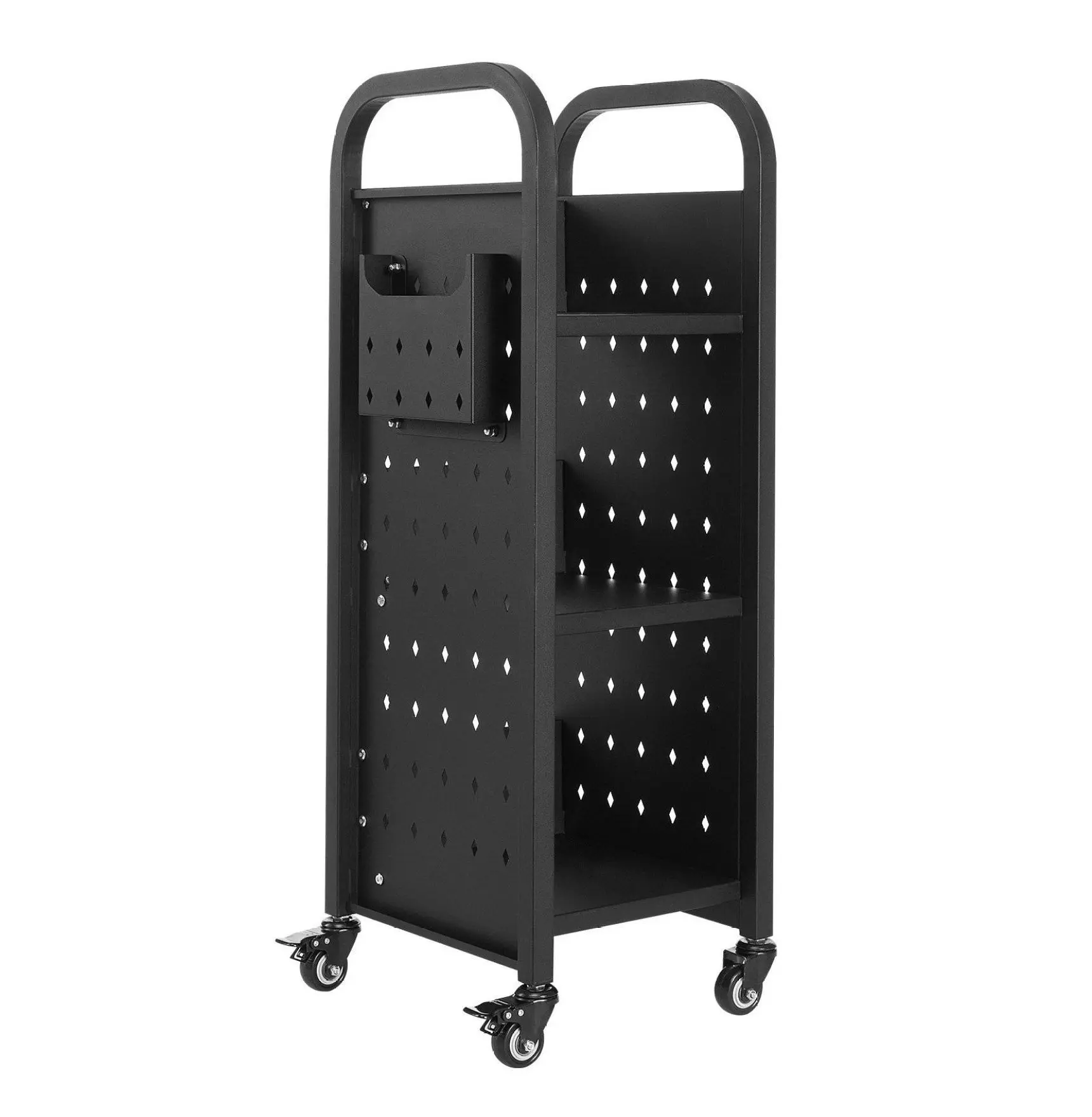 VEVOR Rolling Book Cart - 220 lbs Capacity, Library Cart with Lockable Wheels 200 lbs 3 Layers