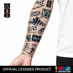 FIFA 6 Sheets Semi Permanent Soccer Tattoos, 12 FIFA World Cup Designs, Lasts 7-15 Days, Waterproof Non-Reflective Tattoo Stickers for Forearm Arm Hand Foot Calf, FIFA Official Licensed Product