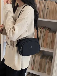 Water-Resistant Nylon Mini Crossbody Bag, Casual Plain Design, Perfect for Daily Use, Shopping, All Seasons