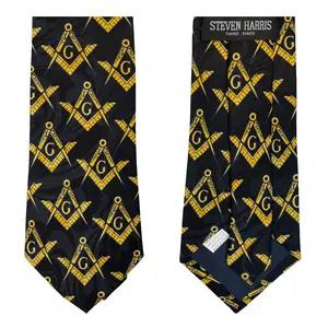 Steven Harris Freemason Mens Mason Neck tie Compass Masonic Neckties Tie 100% Polyester Premium Quality