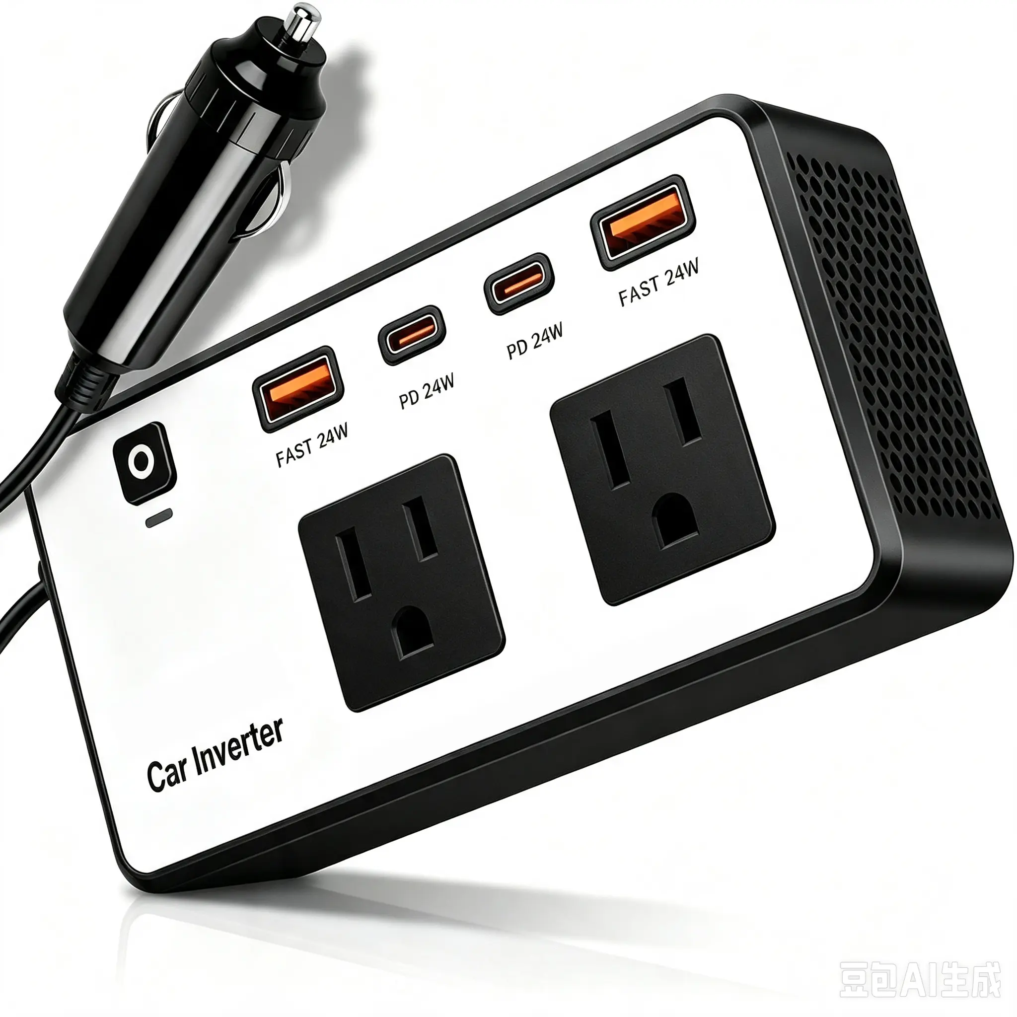 300W Car Power Inverter - DC 12V to 110V AC Car Outlet Adapter, 24W Fast USB-C & USB-A Charging Ports, Portable Converter for Laptop, Phone, Travel Road Trip