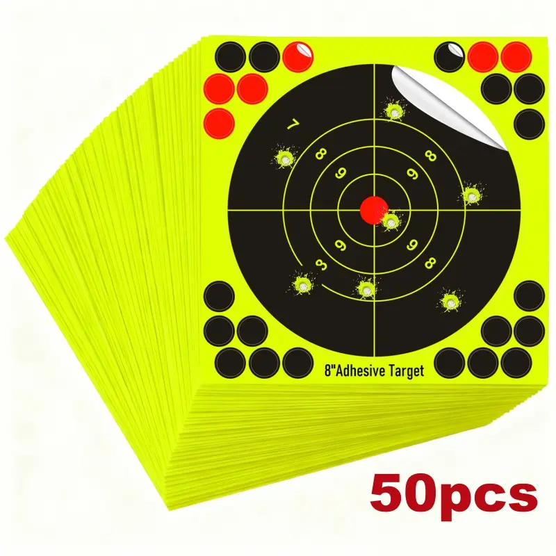 Splatter Shooting Targets, 8-inch Adhesive Reactive Stickers with High-Visibility Yellow Bursts for Indoor and Outdoor Range Practice (50/100 Pack), Equipment summerwins