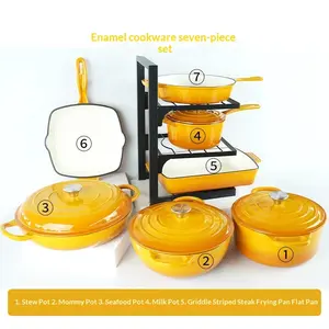 Seven-Piece Cast Iron Enamel Cookware Set