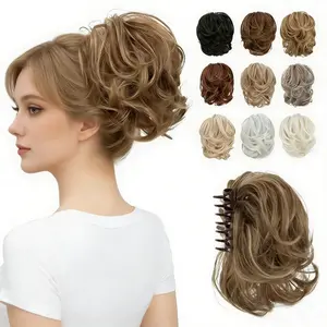 naturally voluminous high-temperature fiber hair bun Hair Bun Clip Realistic Fluffy Lazy Bun for Women Natural Hair Bun Ponytail Clip in Multiple Colors hair  topper frontal  ponytail DIY Messy Piece with Claw Synthetic Hairpiece Set
