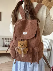 1pc  Japanese forest style lightweight backpack with zipper closure, drawstring flap design, multiple pockets for classified storage, suitable for daily commuting and travel, suitable for women's backpacks