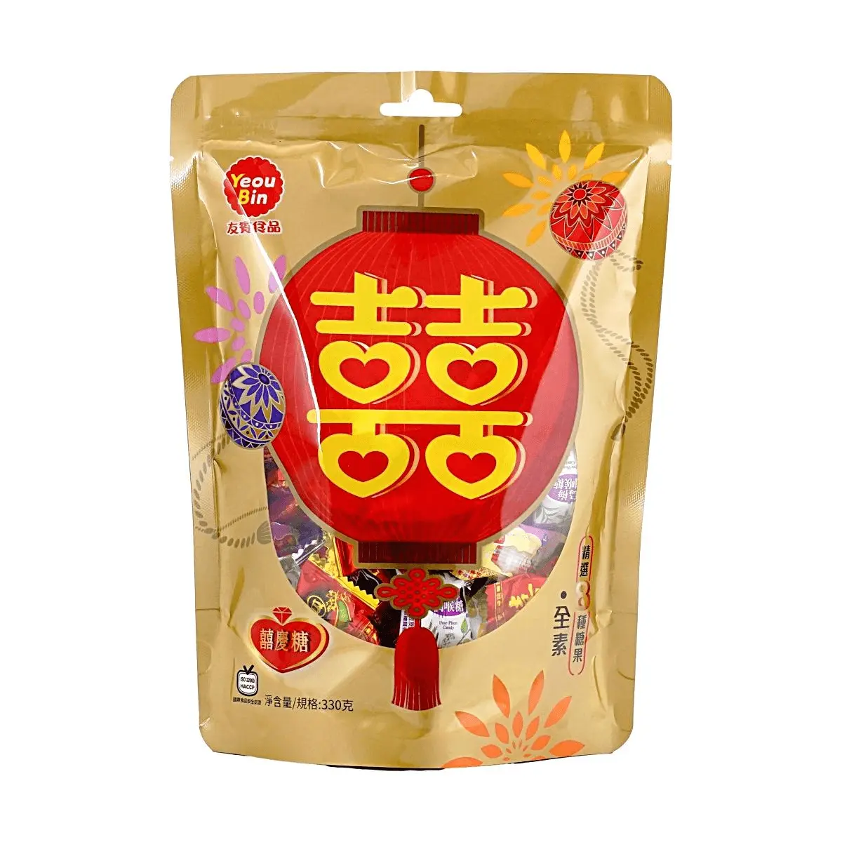 YEOU BIN FOOD Taiwanese Wedding Candy Assortment 330g - Festive Celebration Sweets, Essential for Nuptials, Vegan Friendly