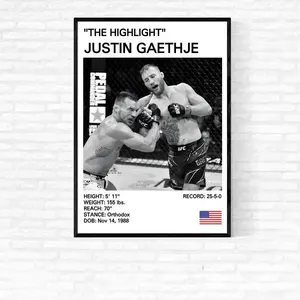 Justin Gaethje 'The Highlight' Mma Vintage Art Poster - Print