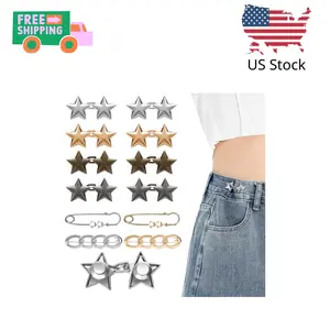12 Pcs Pant Waist Tighteners, No-Sew Metal Clips for Jeans and Pants