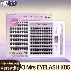 O.MRS K05 False Eyelash Kit – All-in-1 Cluster Lashes, 7-Day Wear, Natural Look, Soft & Lightweight, Bond & Seal Included, Easy Apply spider fake mink,party makeup,date night,makeup lovers,Party Makeup,Long Lasting Lashes,Volume Lashes