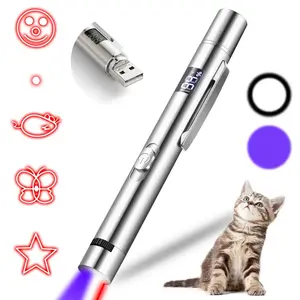 7-In-1 Digital Pet Laser Pointer Cat Toy, USB Rechargeable, 5 Adjustable Modes, Training, UV Detection, Indoor Use, Suitable for Cats and Dogs