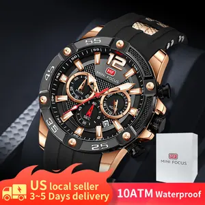 MINI FOCUS Watch for Men Analog Quartz Chronograph Waterproof Luminous Designer Mens Wrist Watches Business Work Sport Casual Dress Watch with Silicone Strap Elegant Gifts for Men