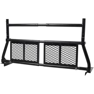 Adjustable Steel Truck Back Rack Pickup Headache Rack with Mesh Window Protector Black Bed Frame