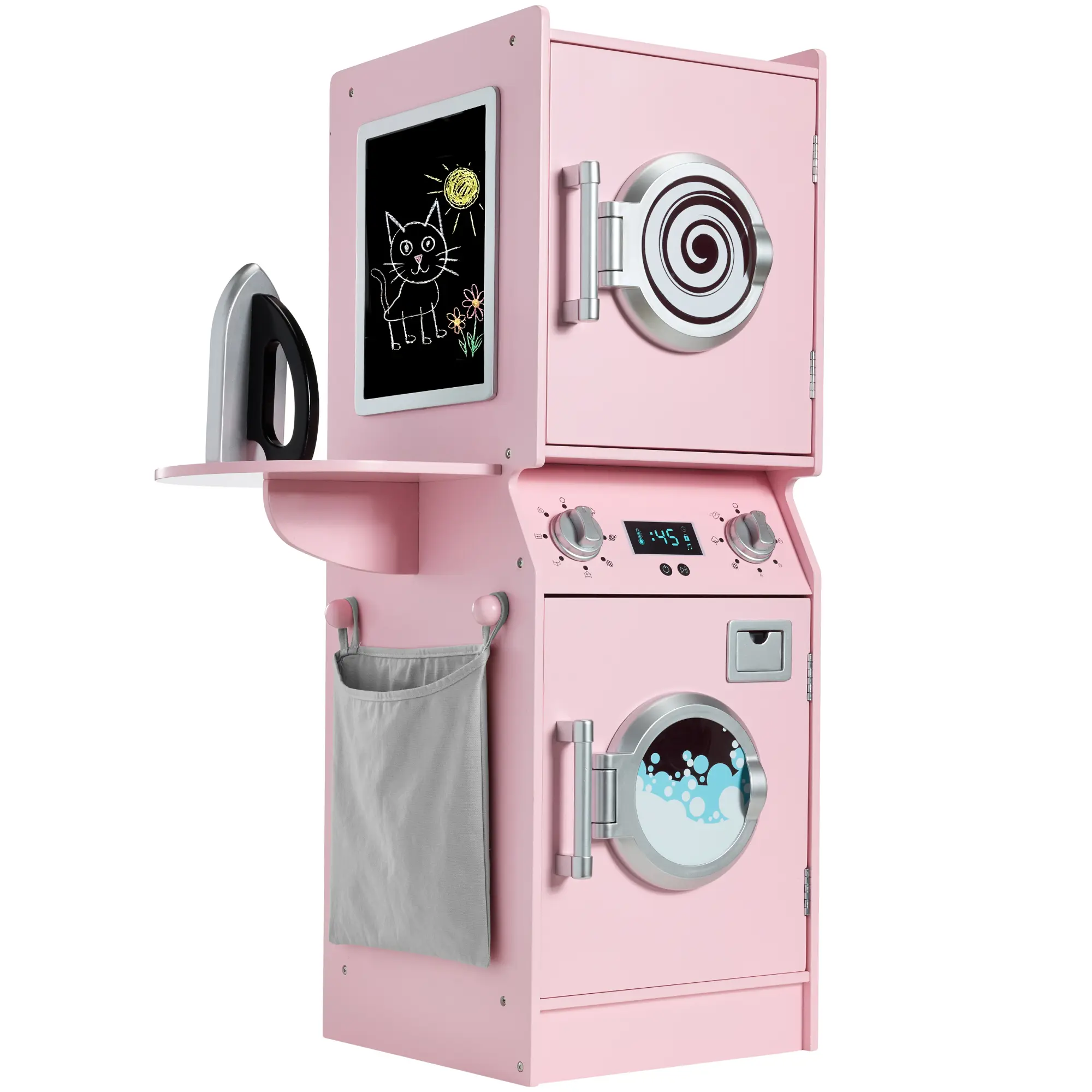 Best Choice Products Pretend Play Kids Wooden Stacked Washer & Dryer Set w/ Toy Laundry Storage and Accessories Best Choice Products Pretend Play Kids Wooden Stacked Washer & Dryer Set w/ Toy Laundry Storage and Accessories